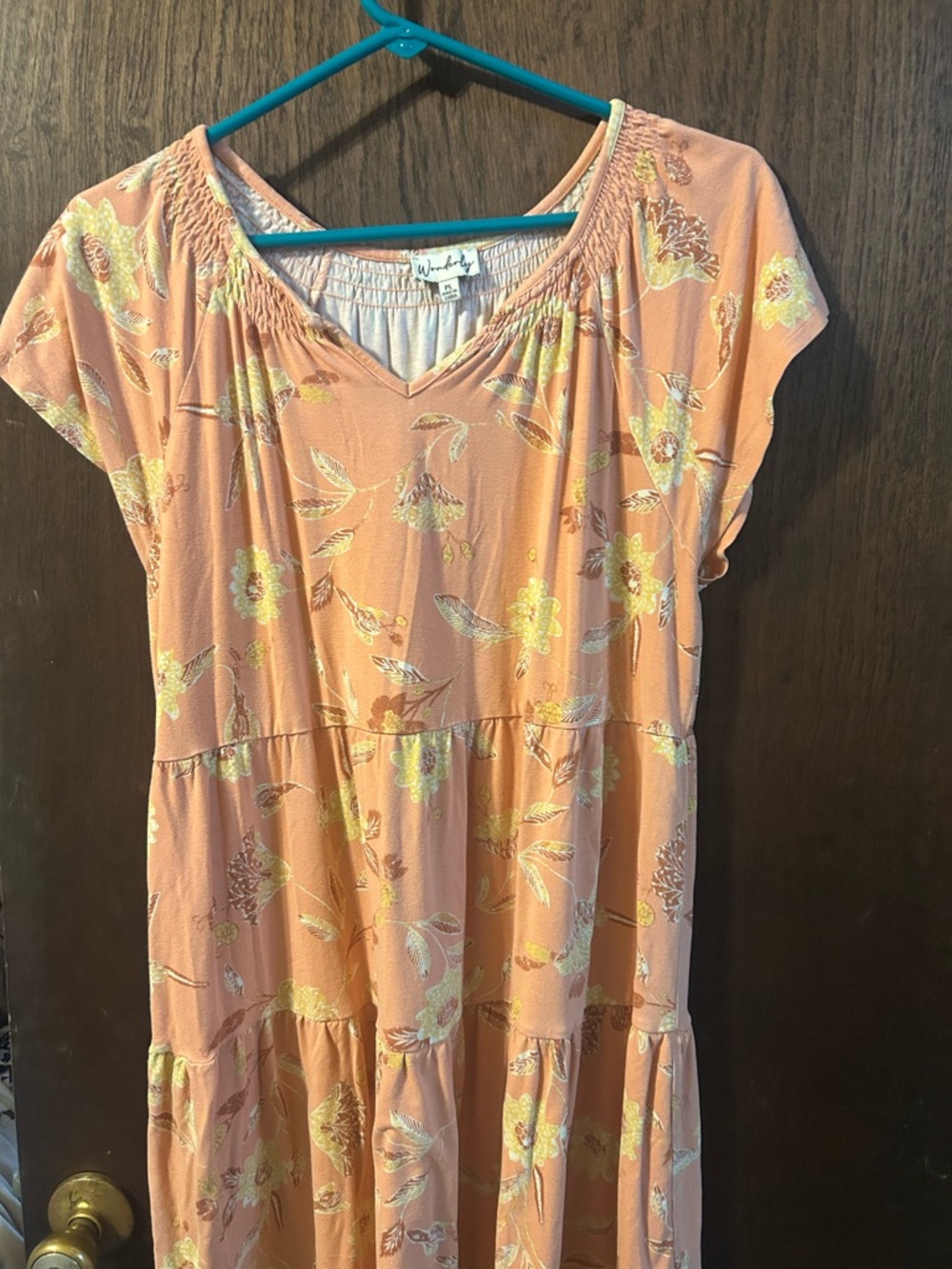 Wonderly Cream and Peach Elastic Waistband Top